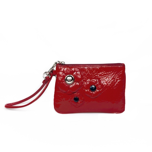 4 PCS/COACH LTD ED COACH PATENT LEATHER POPPY w/WALLET, WRISTLET & LONG STRAP - Picture 8 of 14